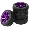WONFAST 4PCS 1:10 Aluminium Alloy On Road Car 6-Spokes Metal Wheels Rim with Rubber Tires Compatible with 1/10 RC HSP HPI RC Drift Racing Car HSP HPI Parts (S-Purple) view 4