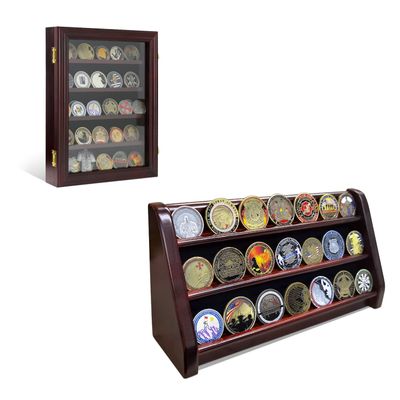 ASmileIndeep 5 Row Challenge Coin Display Case & 3 Row Challenge Coin Display Stand