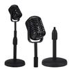 Facmogu Vintage Desktop Microphone Prop Model with Adjustable Stand, Classic Retro Style Fake Microphone Prop for Home Decro Costume Role Play & Game Night - Black view 1