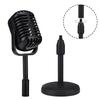 Facmogu Vintage Desktop Microphone Prop Model with Adjustable Stand, Classic Retro Style Fake Microphone Prop for Home Decro Costume Role Play & Game Night - Black view 4