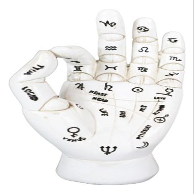 Ebros Gift Ancient Psychic Fortune Teller Chirology Palmistry Hand Palm with Lines Mounts Celestial Mystical Alchemy Symbols Figurine Spiritual Divinity Palmists Chiromancy