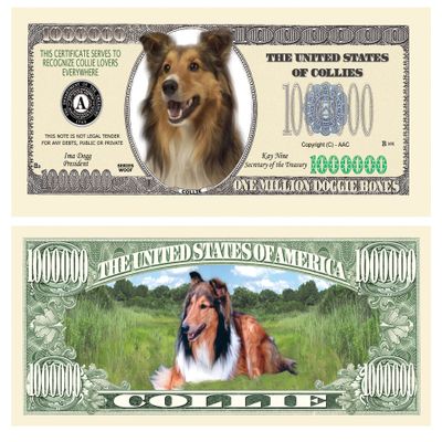 American Art Classics Collie Dog Million Dollar Bill - (Pack of 100) - Best Gift Or Keepsake for Collie Lovers