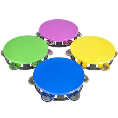 Zugar Land Colorful Neon Tambourines (5.5") Plastic Colorful Party Favors, Party Instruments, Noise Maker (12 Pack)