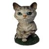 Animal Den Tabby Cat Bobblehead Figure Statue Gift for Car Dashboard Silver view 1