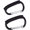 2 Packs Large Stroller Hooks, Aluminum Grocery Bag Handle Organizer Hook or Diaper Bags Holder- Black view 2
