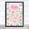 New Baby Birth New-Born Nursery Christening Llama Cactus Keepsake Gift Print view 1