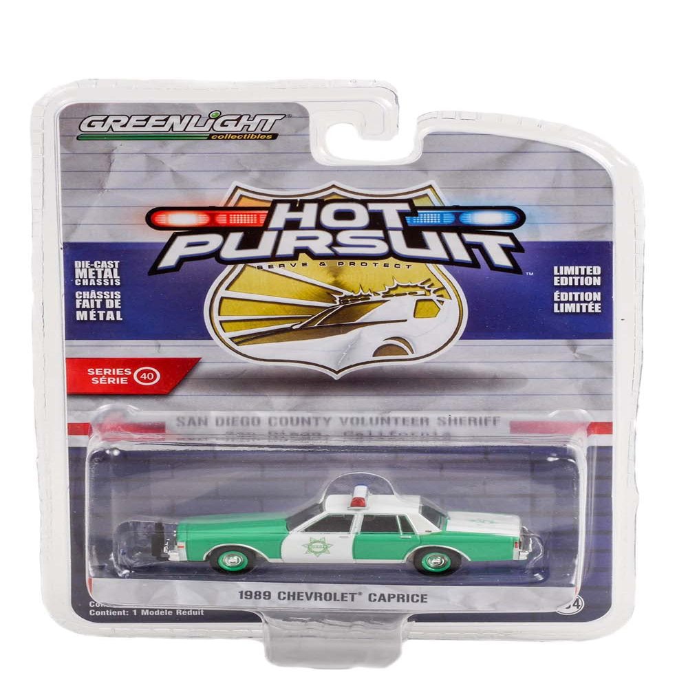 Greenlight 1:64 Hot Pursuit Series 40 - 1989 Caprice - San Diego County Volunteer Sheriff - San Diego, California 42980-B [Shipping from Canada]