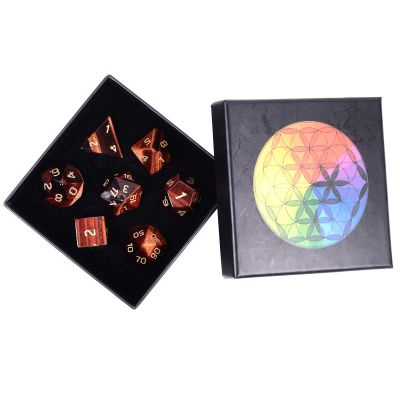 Nupuyai Healing Red Tiger's Eye Crystal D&D Polyhedral Dice Set with Box for Dungeons and Dragons, Set of 7 Table Top Game Dice for RPG MTG Roleplaying Collection