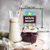 18pcs Glitter Dessert Cupcake Topper Movie Night Theme Decor Supplies Baby Shower Summer Girl Boy Happy Birthday Party Decorations view 2