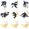 18pcs Black Glitter Dessert Cupcake Nautical Ocean Killer Whale Sea Creature Theme Decor Supplies Baby Shower Boys Girls Happy Birthday Party Decorations view 1
