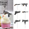 18pcs Silver Glitter Dessert Cupcake Topper Army Soldier Military Theme Decor Supplies Man Boys Happy Birthday Party Decorations view 2