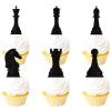 18pcs Black Glitter Silhouettes Dessert Cupcake Topper International Chess Theme Decor Supplies Happy Birthday Decorations view 1