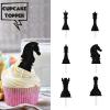 18pcs Black Glitter Silhouettes Dessert Cupcake Topper International Chess Theme Decor Supplies Happy Birthday Decorations view 2