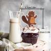 18pcs Brown Glitter Cartoon Beaver Dessert Cupcake Topper Baby Shower Theme Decor Supplies Boys Girls Happy Birthday Party Decorations view 2
