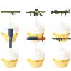 18pcs Glitter Camo Grenade Dessert Cupcake Topper Army Soldier Military Theme Decor Supplies Man Boys Happy Birthday Party Decorations view 1