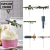 18pcs Glitter Camo Grenade Dessert Cupcake Topper Army Soldier Military Theme Decor Supplies Man Boys Happy Birthday Party Decorations view 2