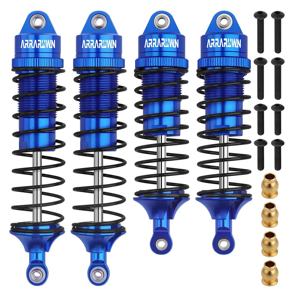 4PCS 1:10 Scale RC Car Shock Front & Rear Shock Absorber Assembled Set Compatible with 1/10 Traxxas Slash/Rustler/Stampede 4x4 4WD Upgrade Replacement Parts#5862(Blue)