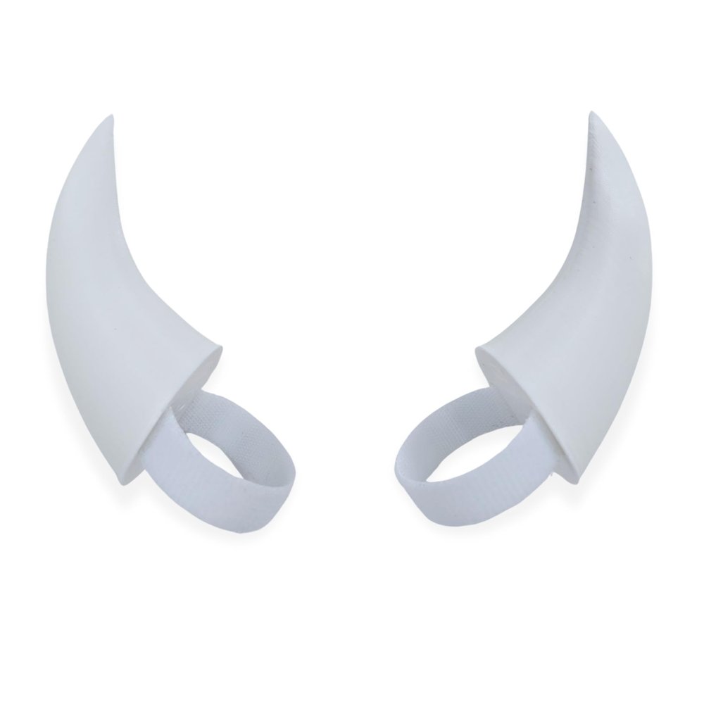 Demon Horns for Headphones - Small Devil Headphone Attachment in Various Colors with Self Fastener - Cosplay Devil Ears for Gamers and Streamers (Set of 2) (White)