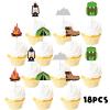 18pcs Glitter Dessert Cupcake Topper Camping Theme Decor Supplies Baby Shower Boy Girl Happy Birthday Woodlands party Decorations view 3