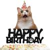 White Glitter Cake Topper Cat Hat Theme Decor Supplies Baby Shower Boys Girls Happy Birthday Family Party Decorations view 1