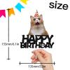 White Glitter Cake Topper Cat Hat Theme Decor Supplies Baby Shower Boys Girls Happy Birthday Family Party Decorations view 2