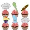 18pcs Glitter Cone Dessert Cupcake Topper Cooking Chef Theme Decor Supplies Baby Shower Boy Girl Happy Birthday Summer Party Decorations view 1