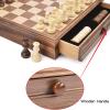 AMEROUS 15" x 15" Wooden Chess & Checkers Set with Built-in Storage Drawers/Weighted Chess Pieces / 2 Bonus Extra Queens / 24 Cherkers Pieces/Classic 2in1 Board Games for Kids, Adults view 4