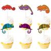 18pcs Glitter Dessert Cupcake Topper Chameleon Baby Shower Theme Decorations Boy Girl Happy Birthday Party Decor Supplies view 1