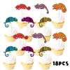 18pcs Glitter Dessert Cupcake Topper Chameleon Baby Shower Theme Decorations Boy Girl Happy Birthday Party Decor Supplies view 3