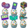 18pcs Glitter Dessert Cupcake Topper Game Retro Throwback I Love The 90s Decade Theme Decor Supplies Happy Birthday Party Decorations view 1