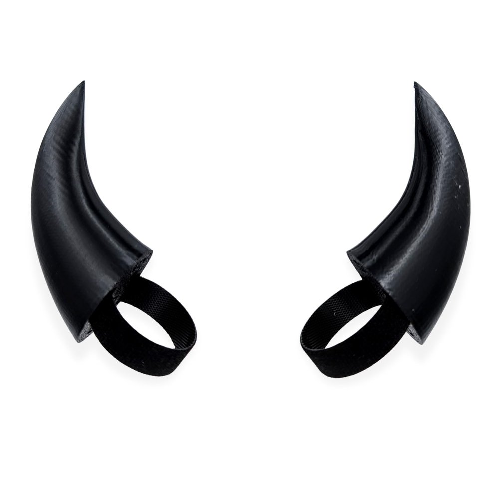 BeamTeam3D Demon Horns for Headphones - Small Devil Headphone Attachment in Various Colors with Self Fastener - Cosplay Devil Ears for Gamers and Streamers (Set of 2) (Black)