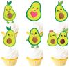 18pcs Green Glitter Avocado Dessert Cupcake Topper Baby Shower Theme Decorations Girl Boy Happy Birthday Holy Guacamole Party Decor Supplies view 1