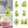 18pcs Green Glitter Avocado Dessert Cupcake Topper Baby Shower Theme Decorations Girl Boy Happy Birthday Holy Guacamole Party Decor Supplies view 2