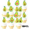 18pcs Green Glitter Avocado Dessert Cupcake Topper Baby Shower Theme Decorations Girl Boy Happy Birthday Holy Guacamole Party Decor Supplies view 3
