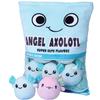 REFAHB Cute Axolotl Plush Toy, Removable Salamander Animal Stuffed Plush Pillow, Kawaii Plush Cushion Toy Game for Kids, Girls, Birthday Gift (6pcs a Bag, Blue) view 1