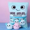 REFAHB Cute Axolotl Plush Toy, Removable Salamander Animal Stuffed Plush Pillow, Kawaii Plush Cushion Toy Game for Kids, Girls, Birthday Gift (6pcs a Bag, Blue) view 4