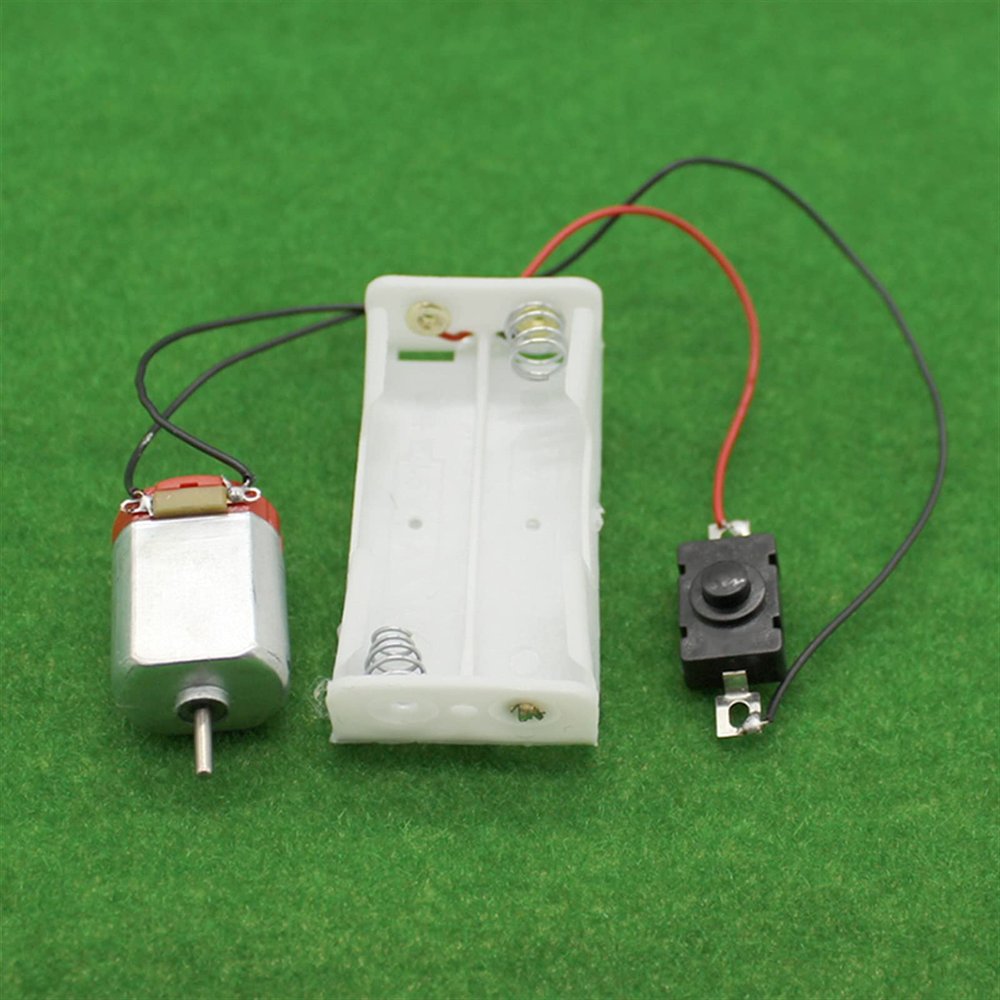 Jinxiaobei Lcuihua-dc Motor Mini DIY Electronic Motor, Simple Circuit Models Kit, 16500 RPM, 130 Motor Kit with 2 X AA Battery Storage Case and Switch