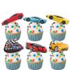 18pcs Glitter Car Dessert Cupcake Topper Racing Car Sport Theme Decor Supplies Baby Shower Child Boy Girl Happy Birthday Party Decorations view 1