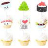 18pcs Glitter Dessert Cupcake Topper Sushi Baby Shower Theme Decor Supplies Boys Girls Happy Birthday Japanese Party Decorations view 1