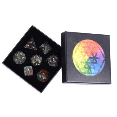 Nupuyai Healing Africa Bloodstone D&D Polyhedral Dice Set with Box for Dungeons and Dragons, Set of 7 Table Top Game Dice for RPG MTG Roleplaying Collection