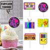 18pcs Purple Glitter Dessert Cupcake Topper Retro Throwback Girly 80s Decade Theme Decor Supplies Happy Birthday Party Decorations view 2