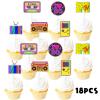 18pcs Purple Glitter Dessert Cupcake Topper Retro Throwback Girly 80s Decade Theme Decor Supplies Happy Birthday Party Decorations view 3