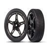 Traxxas 9370 Tires and Wheels, Assembled, glued (Split-Spoke Black Chrome Wheels, 1.9' Response Tires) (Front) (2) TRA9370 view 1