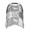 Personalized Cute Dog Plaid Baby Infant Car Seats Canopy for Babies with Name, Custom Multi-use Blankets for Baby Boys Girls, Peekaboo Minky Nursing Breastfeeding Stroller Cover Canopies for Newborn view 1