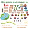 Tiny Land 110PCS Wooden Train Set  Toy Train with Tracks for Kids Ages 3-7, Compatible with Major Brands, Ideal Railway Playset for Boys and Girls, Great Birthday view 3
