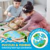 Tiny Land 110PCS Wooden Train Set  Toy Train with Tracks for Kids Ages 3-7, Compatible with Major Brands, Ideal Railway Playset for Boys and Girls, Great Birthday view 4