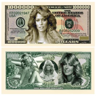 American Art Classics Pack of 100 - Farrah Fawcett Majors Million Dollar Collectible Novelty Dollar Bill