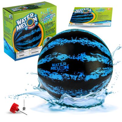 Watermelon Ball The Ultimate Swimming Pool Game for Under Water Passing, Dribbling, Diving and Pool Games for Teens, Kids, or Adults, Balls Fills with Water, Blue, 9 inches