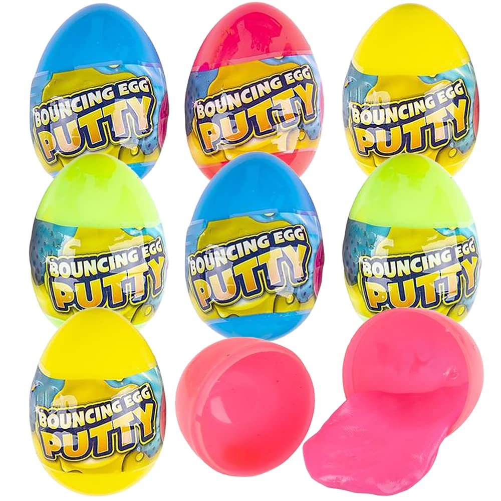 ArtCreativity Silly Putty Eggs for Kids, Set of 8, Pre Filled Easter Eggs with Bouncing Putty Inside, Great as Stress Relief Toys for Kids, and Easter Basket Stuffers Fillers