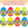 ArtCreativity Silly Putty Eggs for Kids, Set of 8, Pre Filled Easter Eggs with Bouncing Putty Inside, Great as Stress Relief Toys for Kids, and Easter Basket Stuffers Fillers view 2
